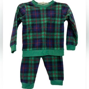 Place Green and Blue Plaid Kids Pajama Set